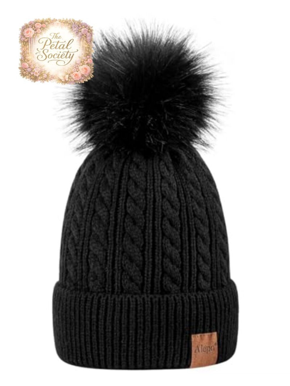 Womens Winter Beanie Hat Warm Fleece Lined Knitted Pom Pom Ski Cuff Cap